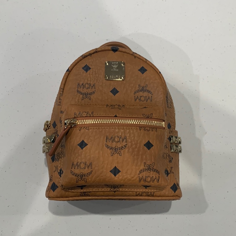 MCM MINI STARK SIDE STUDS BEBE BOO BACKPACK - COGNAC 20CM /8 inch
